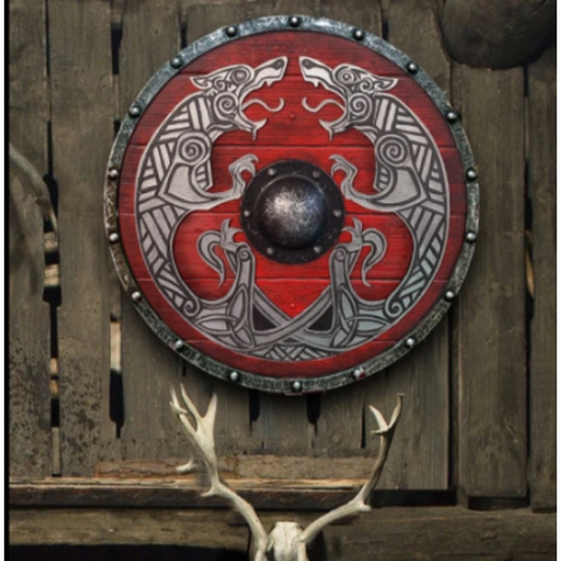 Double Ravens Personalized Battleworn Viking Shield