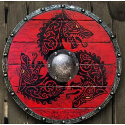 Double Ravens Personalized Battleworn Viking Shield