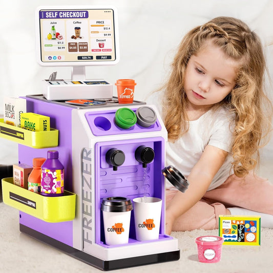 Educational 3-in-1 Cash Register Toy with Pretend Play Supermarket Set, Safe for Ages 3+