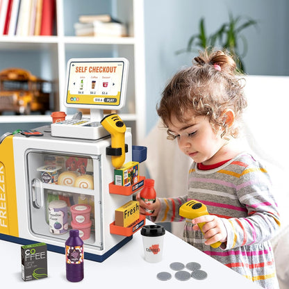 Educational 3-in-1 Cash Register Toy with Pretend Play Supermarket Set, Safe for Ages 3+