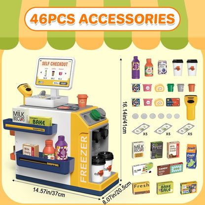 Educational 3-in-1 Cash Register Toy with Pretend Play Supermarket Set, Safe for Ages 3+