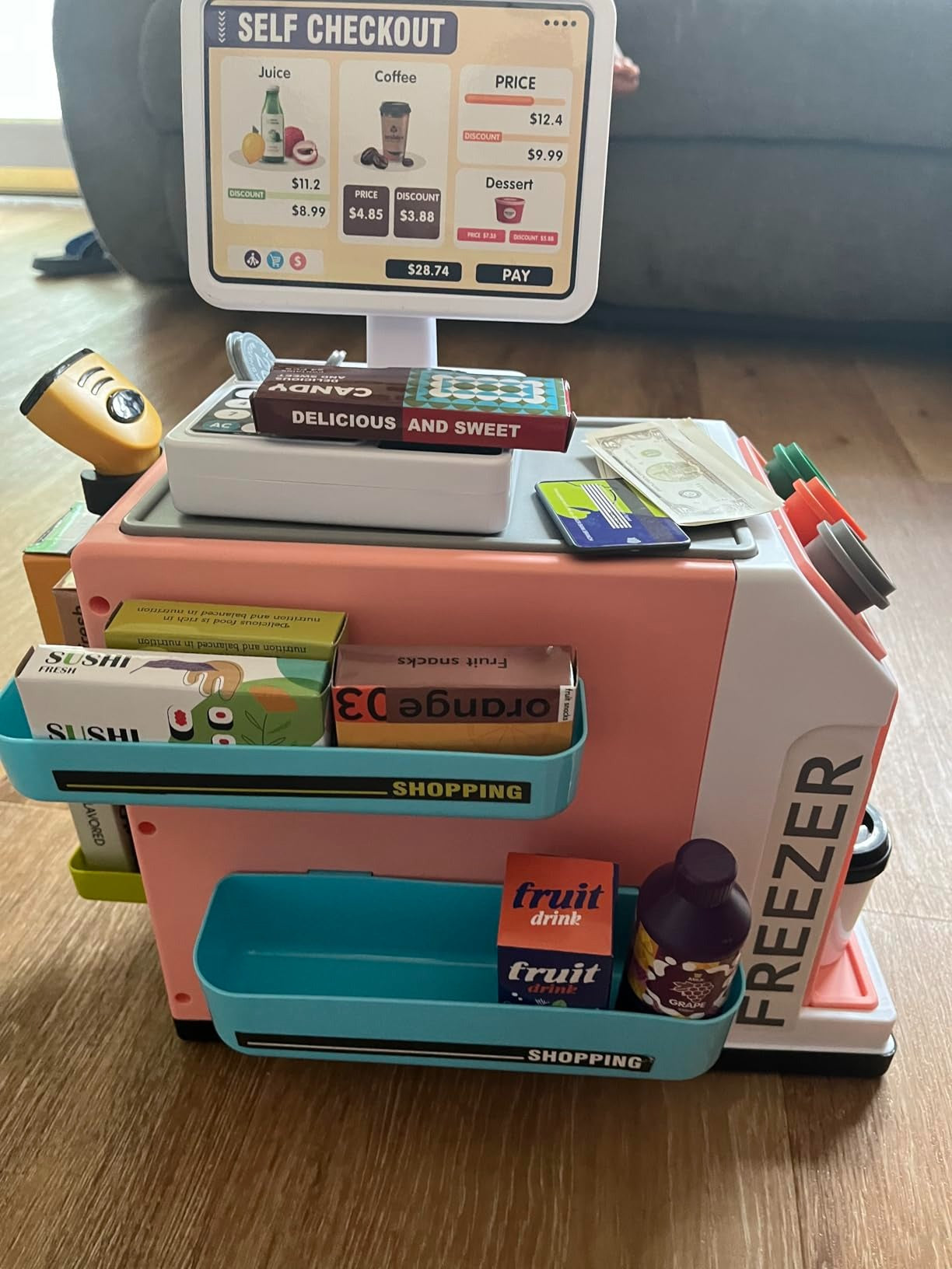 Educational 3-in-1 Cash Register Toy with Pretend Play Supermarket Set, Safe for Ages 3+