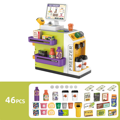 Educational 3-in-1 Cash Register Toy with Pretend Play Supermarket Set, Safe for Ages 3+