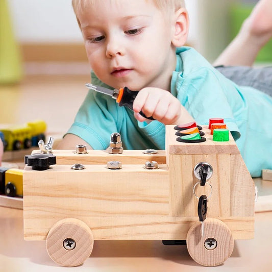 Educational Montessori Busy Board With Mechanical Assembly, LED Switches, Creative & Fun Learning For Ages 3+