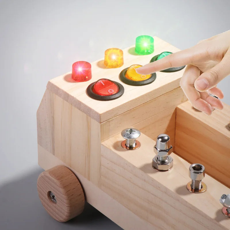 Educational Montessori Busy Board With Mechanical Assembly, LED Switches, Creative & Fun Learning For Ages 3+