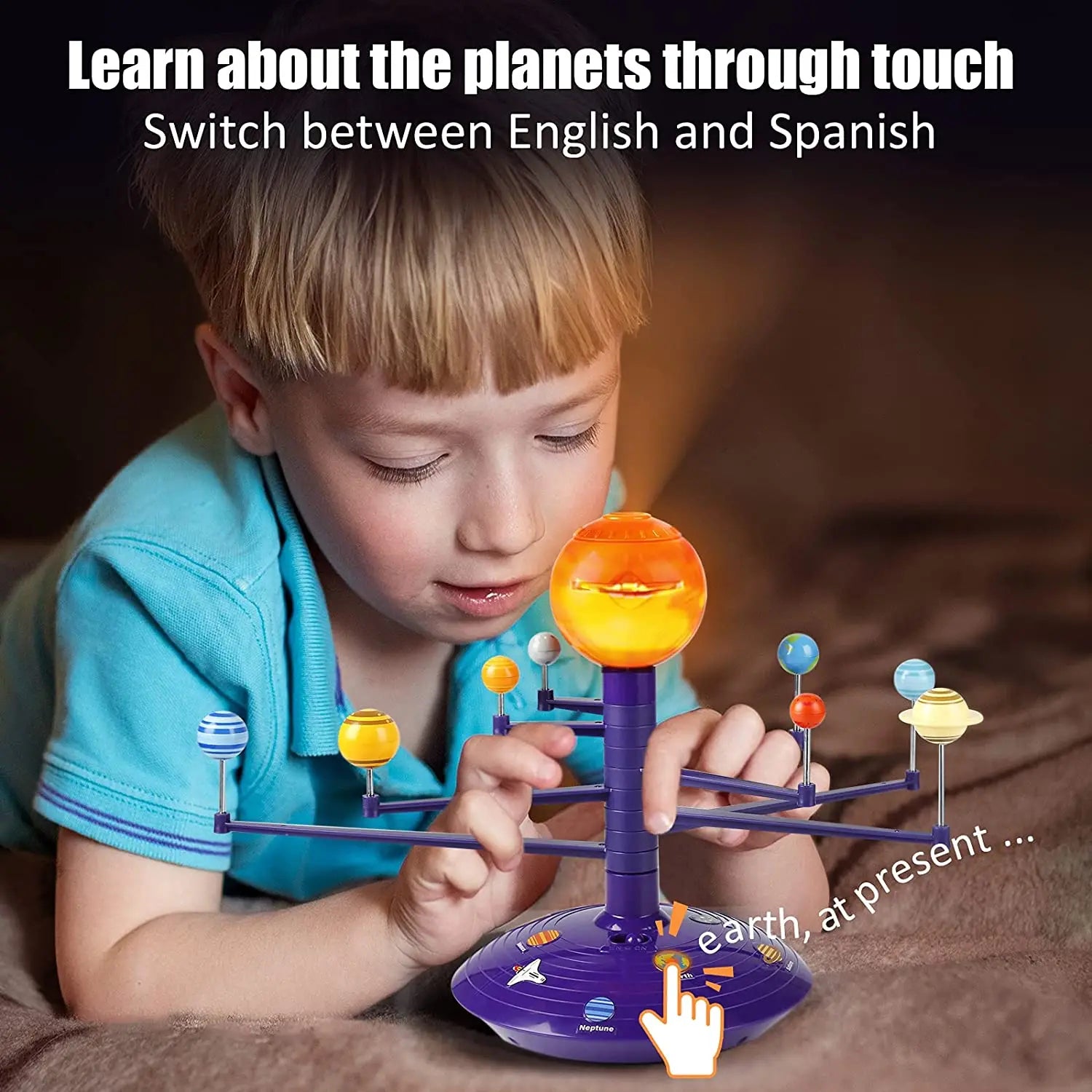 Educational Planet Toy with English and Spanish Voice Interaction, 24-Slide Space Projector, Safe for Ages 6+
