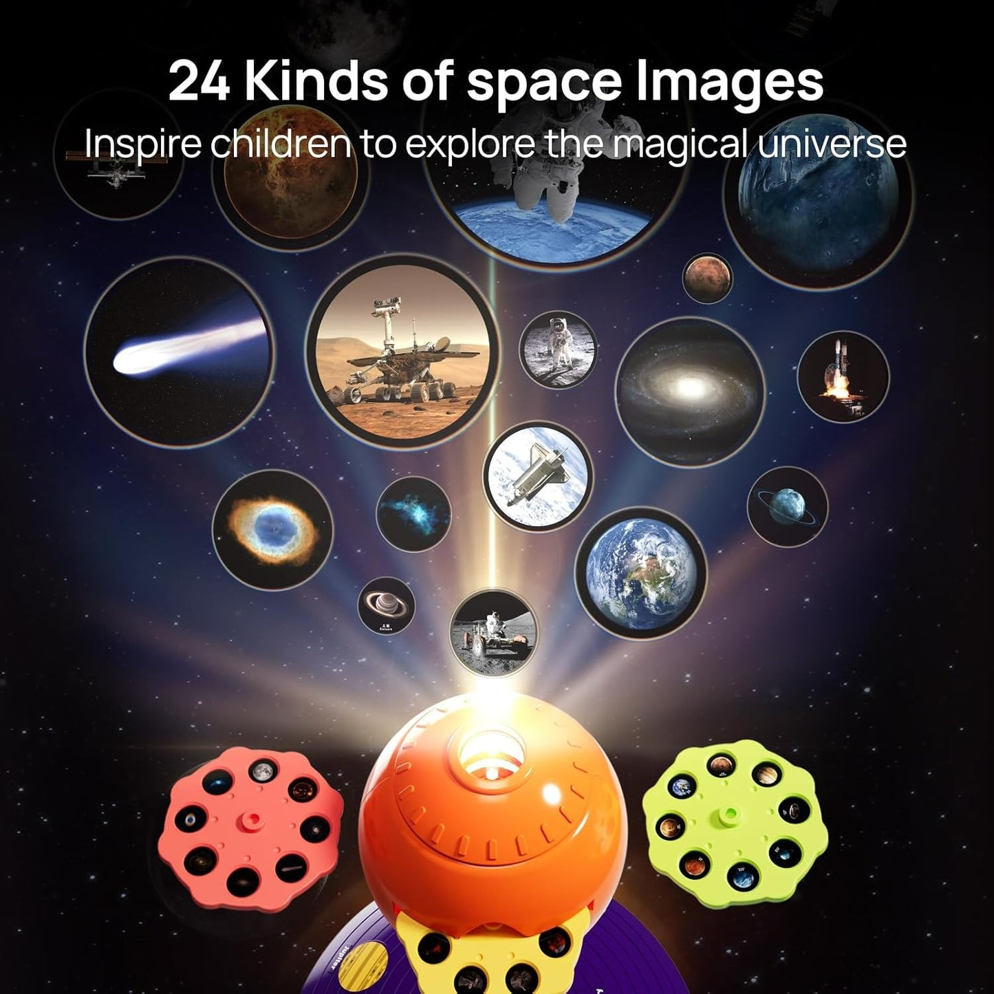 Educational Planet Toy with English and Spanish Voice Interaction, 24-Slide Space Projector, Safe for Ages 6+