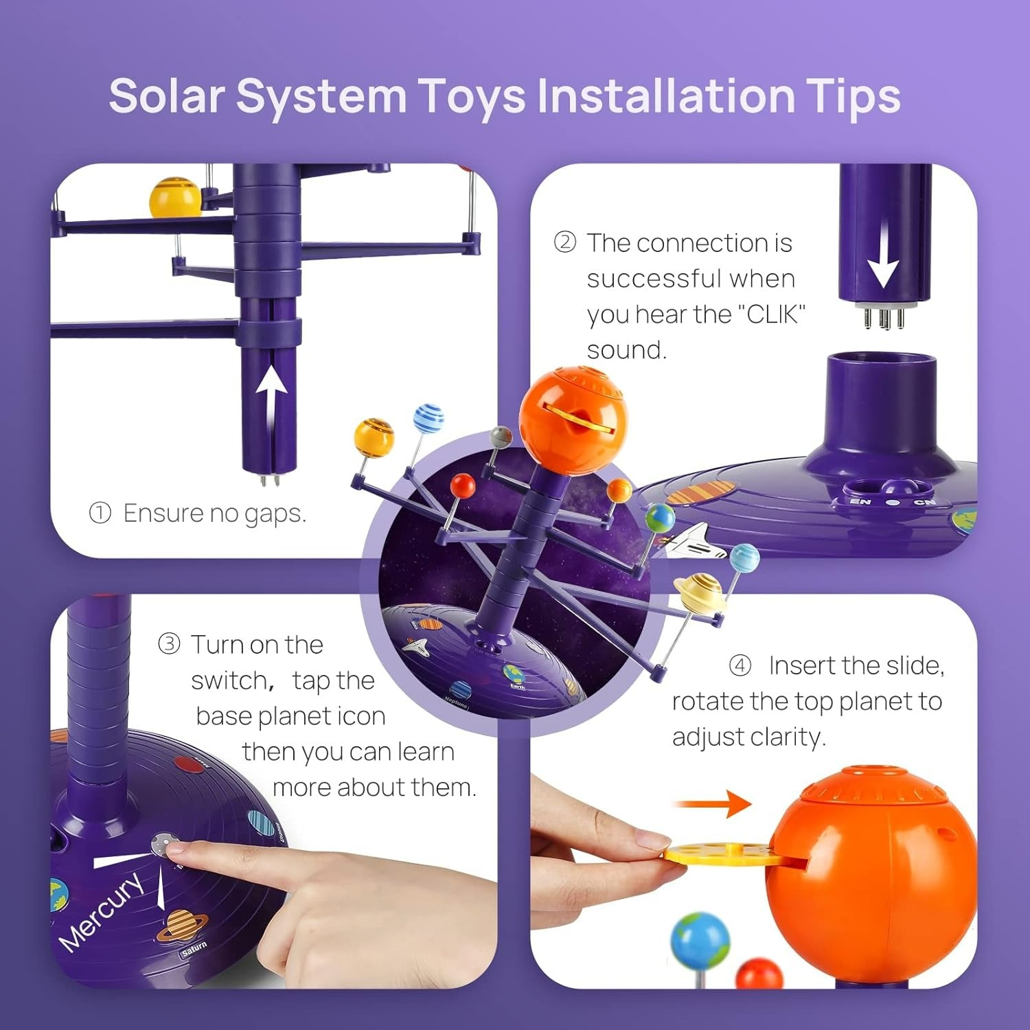 Educational Planet Toy with English and Spanish Voice Interaction, 24-Slide Space Projector, Safe for Ages 6+