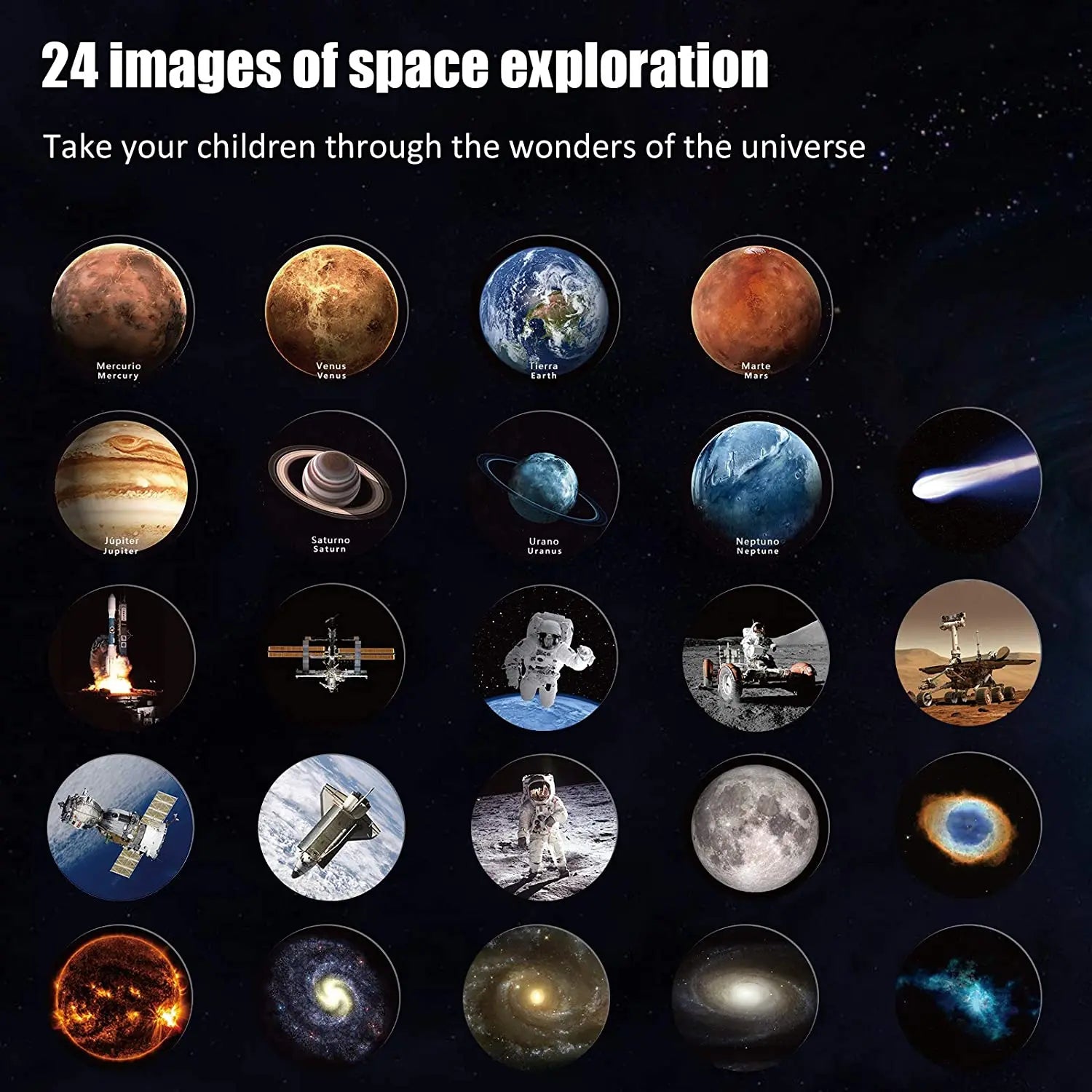 Educational Planet Toy with English and Spanish Voice Interaction, 24-Slide Space Projector, Safe for Ages 6+