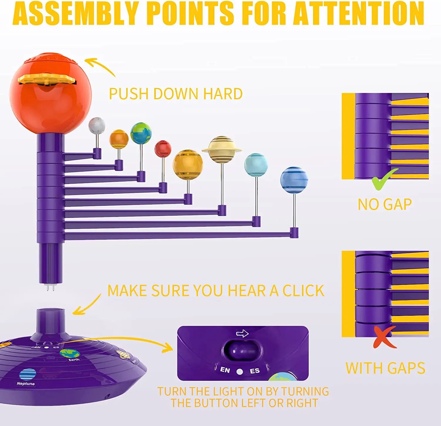 Educational Planet Toy with English and Spanish Voice Interaction, 24-Slide Space Projector, Safe for Ages 6+