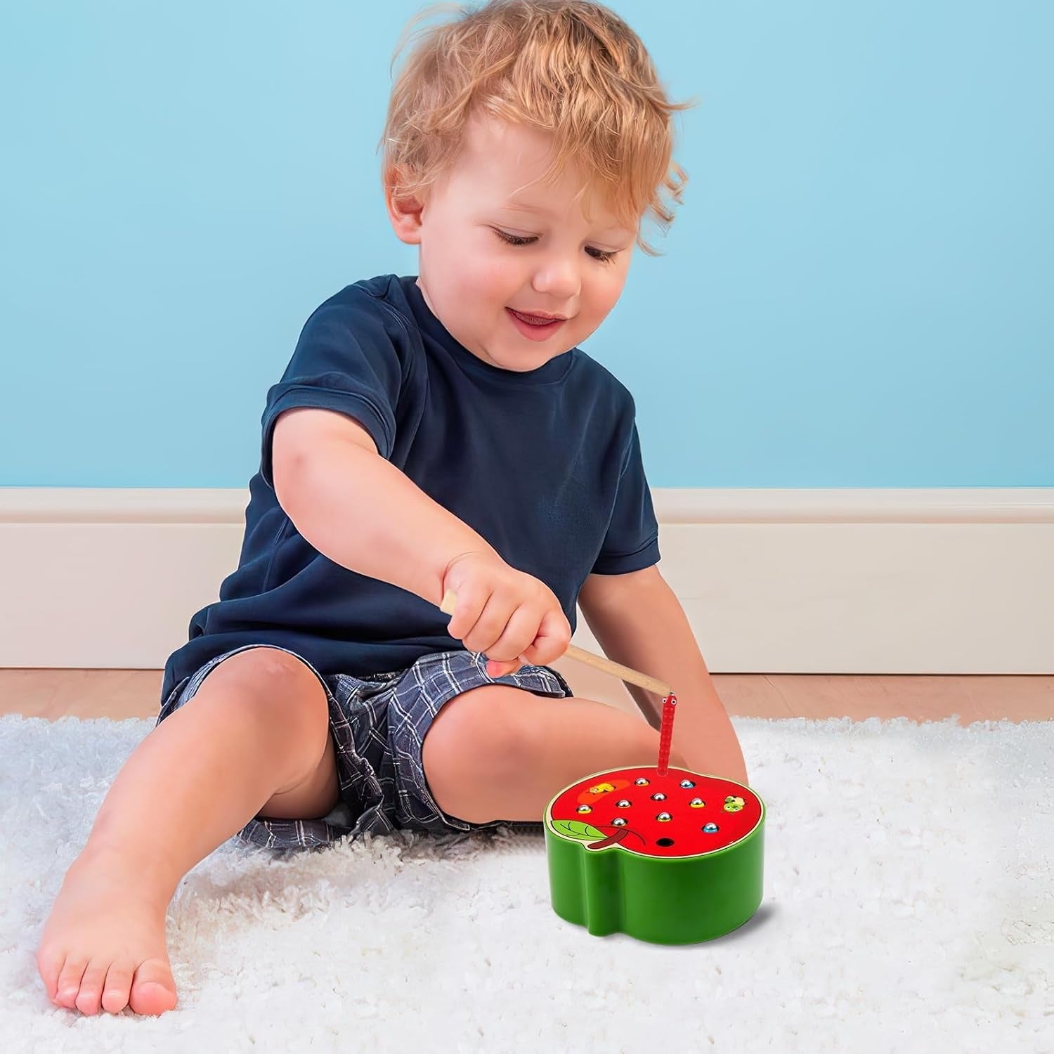 Educational Wooden Catch Worm Game for Fine Motor Skill Development, Safe for Ages 3+