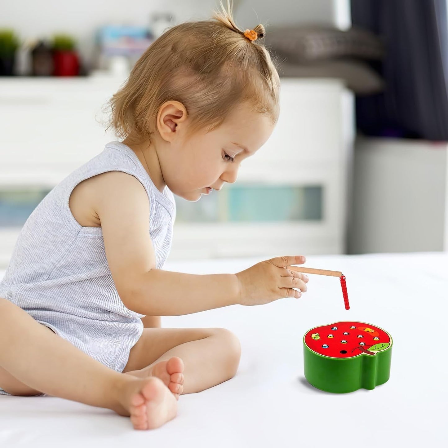 Educational Wooden Catch Worm Game for Fine Motor Skill Development, Safe for Ages 3+
