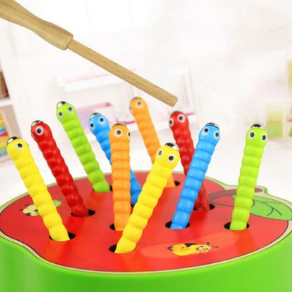 Educational Wooden Catch Worm Game for Fine Motor Skill Development, Safe for Ages 3+