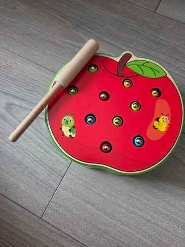 Educational Wooden Catch Worm Game for Fine Motor Skill Development, Safe for Ages 3+