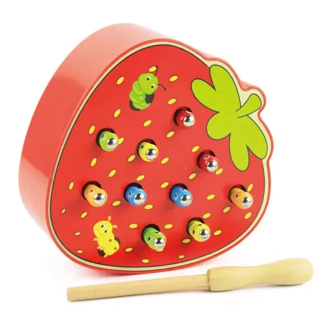 Educational Wooden Catch Worm Game for Fine Motor Skill Development, Safe for Ages 3+