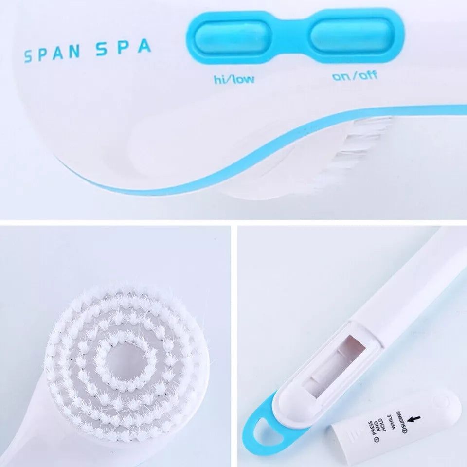Electric Body Scrubber with Long Handle & Replaceable Brush Heads