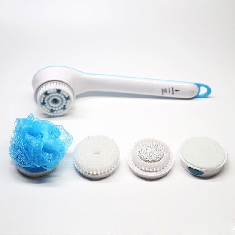 Electric Body Scrubber with Long Handle & Replaceable Brush Heads