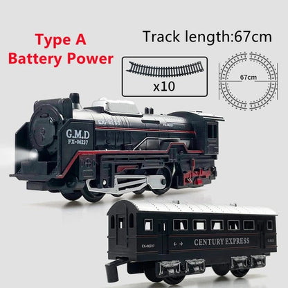 Electric Freight Train Track Set with Light for Kids