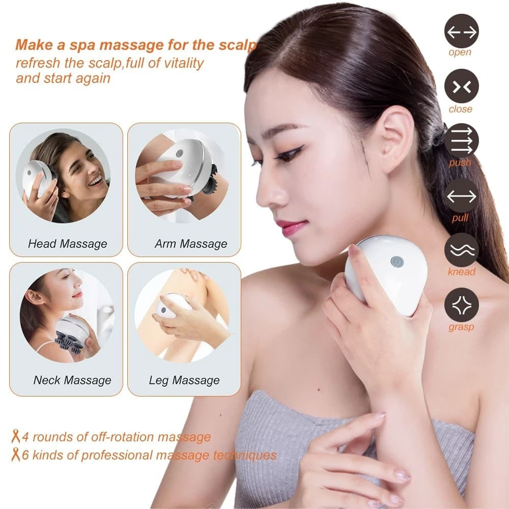 Electric Head Scalp Massager Portable Handheld Body Massager Silicone Waterproof Head Massager