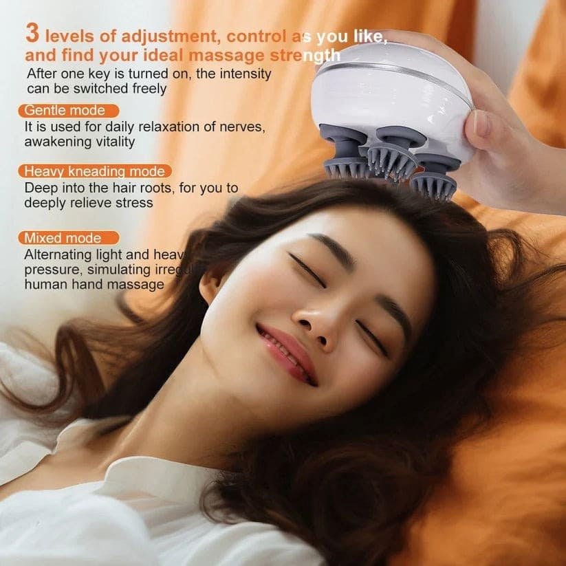 Electric Head Scalp Massager Portable Handheld Body Massager Silicone Waterproof Head Massager