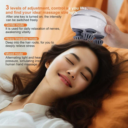 Electric Head Scalp Massager Portable Handheld Body Massager Silicone Waterproof Head Massager