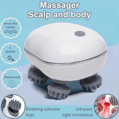 Electric Head Scalp Massager Portable Handheld Body Massager Silicone Waterproof Head Massager