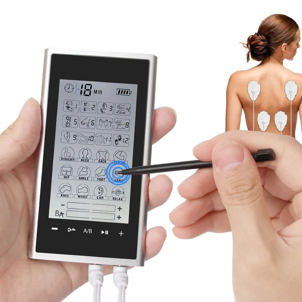 Electric Pulse Massager TENS Muscle Stimulator Physical Therapy Equipment with 24 Modes, EMS Function, and Rechargeable Massage Machine