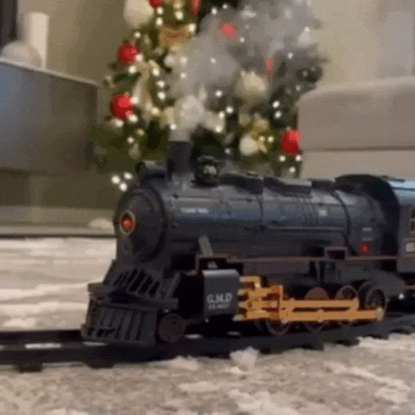 Electric Christmas Steam Train Set with Lights and Sounds, Toy Railway Decoration for Kids Under the Christmas Tree