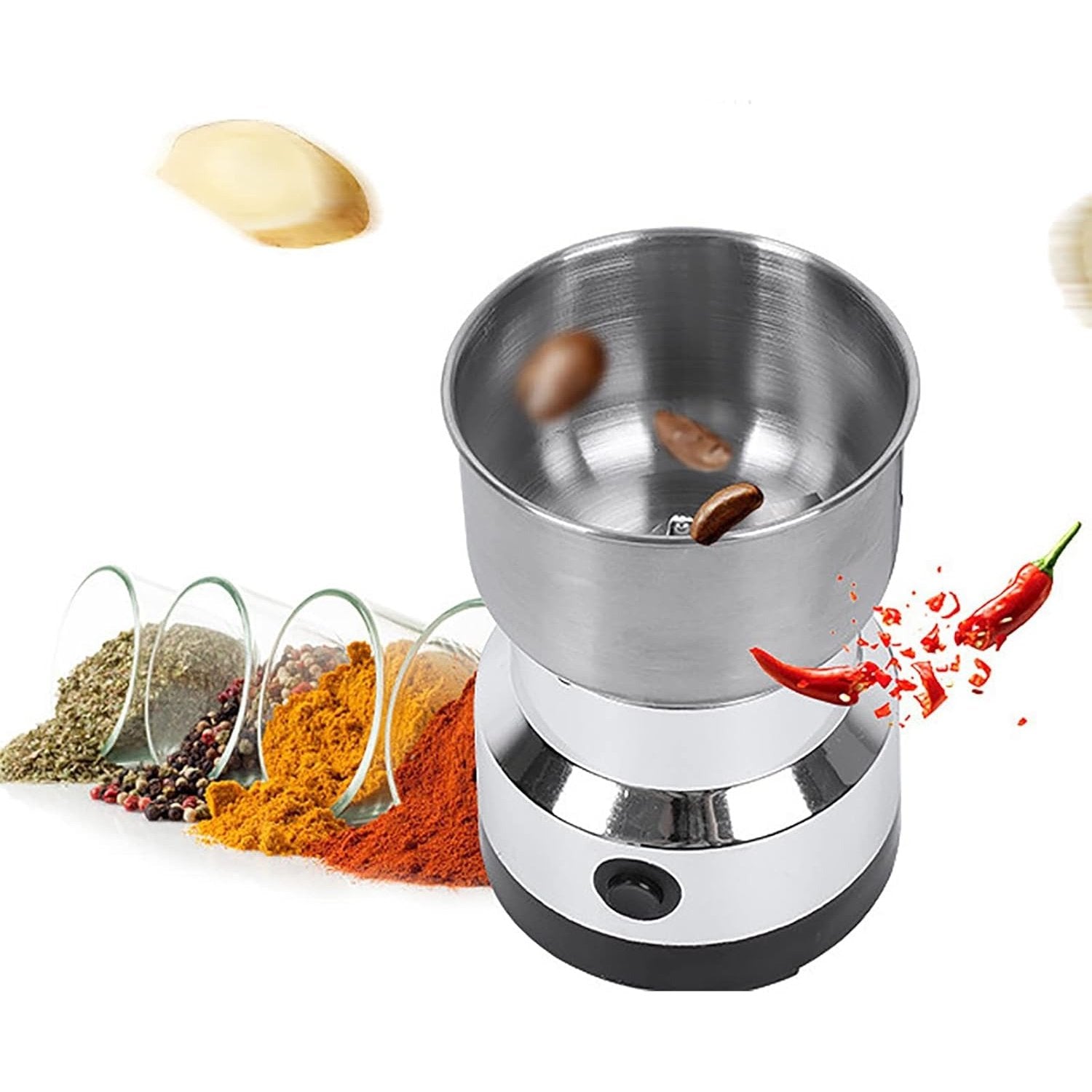 Electric Coffee Grinder and Spice Mill With Four-Edge Blade, Fine Dry Grinding, Electric Milling Function