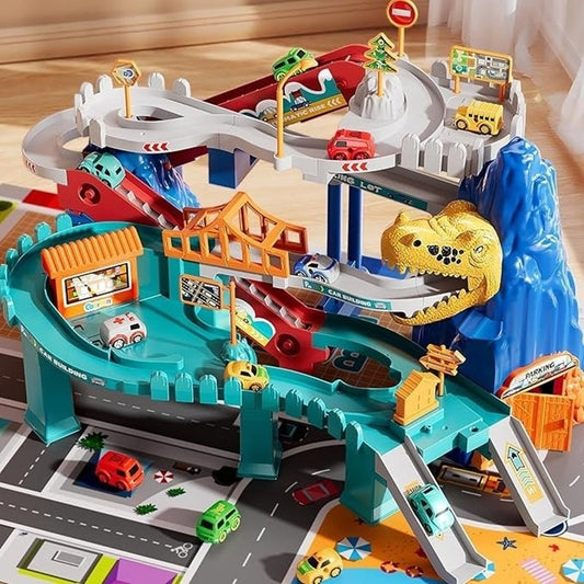 Electric Dinosaur Mountain Track Car with Multi-Floors, Various PCS - Safe for Ages 3+