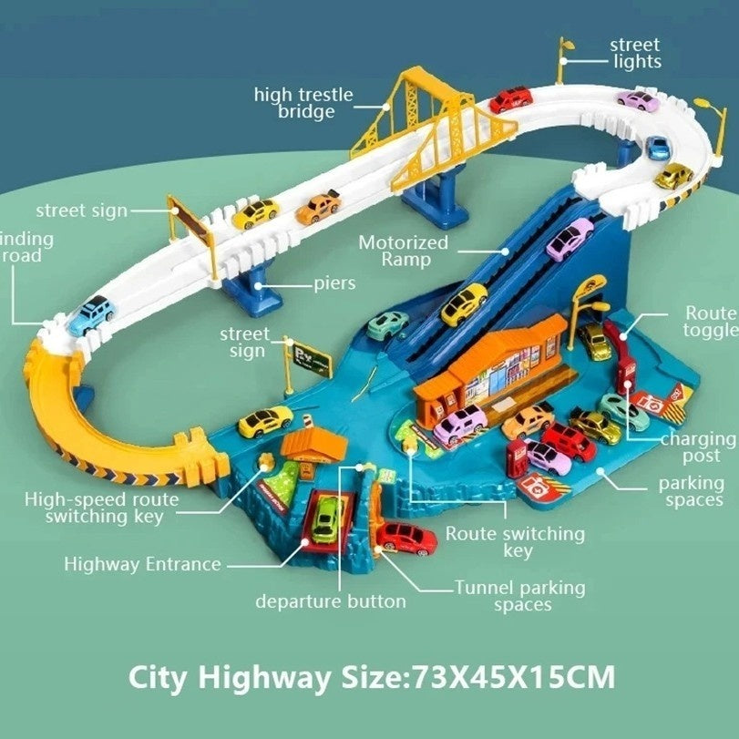 Electric Dinosaur Mountain Track Car with Multi-Floors, Various PCS - Safe for Ages 3+
