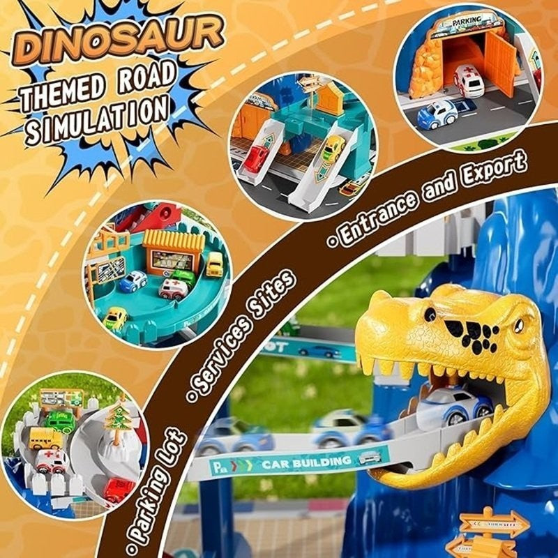 Electric Dinosaur Mountain Track Car with Multi-Floors, Various PCS - Safe for Ages 3+