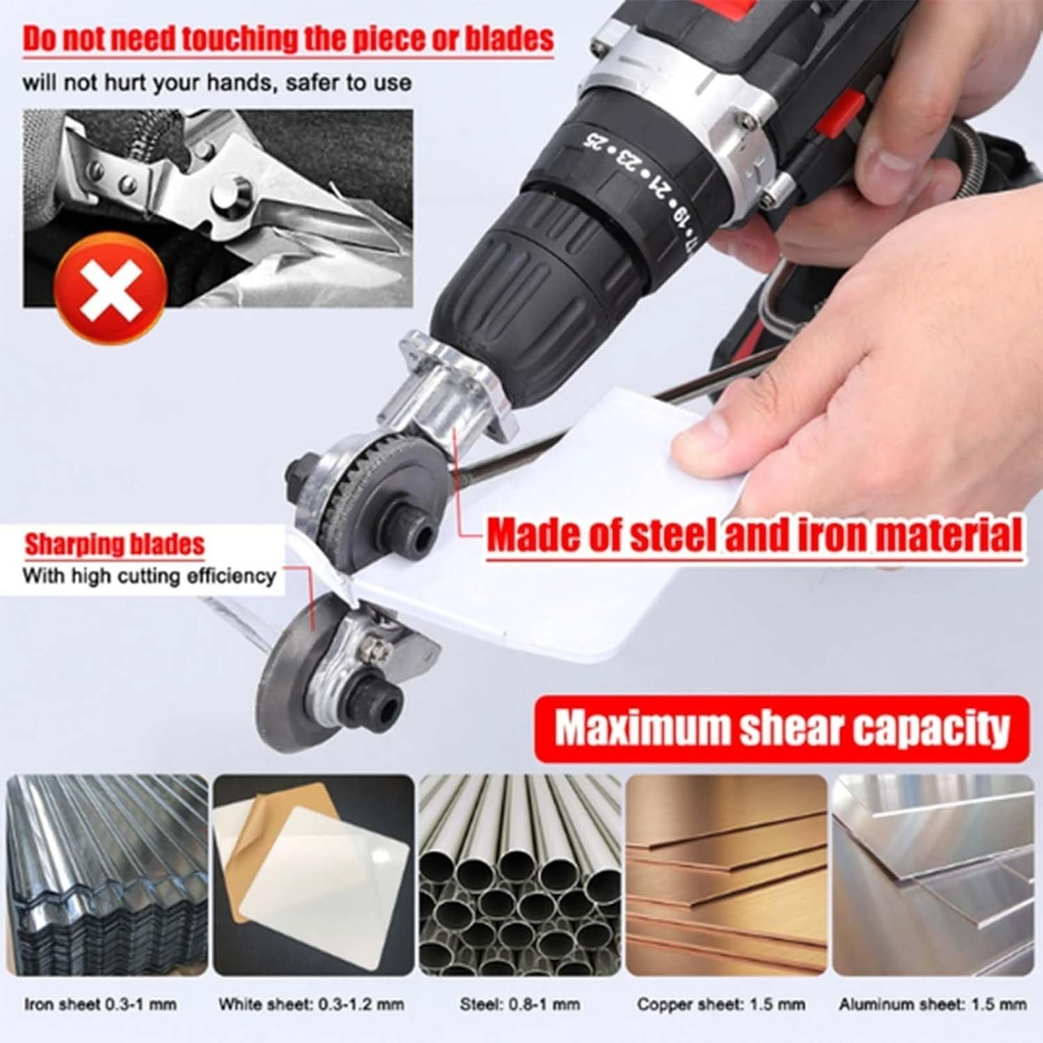 Electric Drill Refitting Plate Shears with Precision Metal Cutting and Multi-Material Cutting Capability