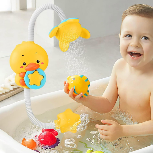 Electric Duck Bath Toy Water Pump with Hand Shower Spray, Strong Suction Cups, Safe for Ages 1+