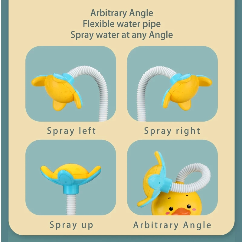 Electric Duck Bath Toy Water Pump with Hand Shower Spray, Strong Suction Cups, Safe for Ages 1+