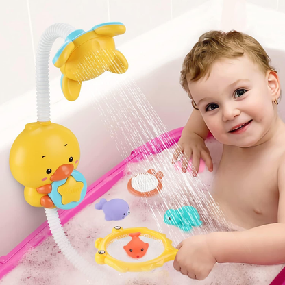 Electric Duck Bath Toy Water Pump with Hand Shower Spray, Strong Suction Cups, Safe for Ages 1+
