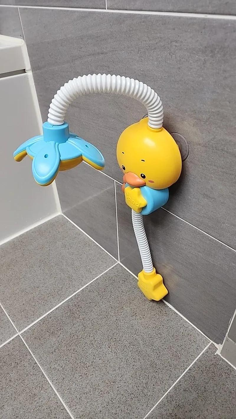 Electric Duck Bath Toy Water Pump with Hand Shower Spray, Strong Suction Cups, Safe for Ages 1+