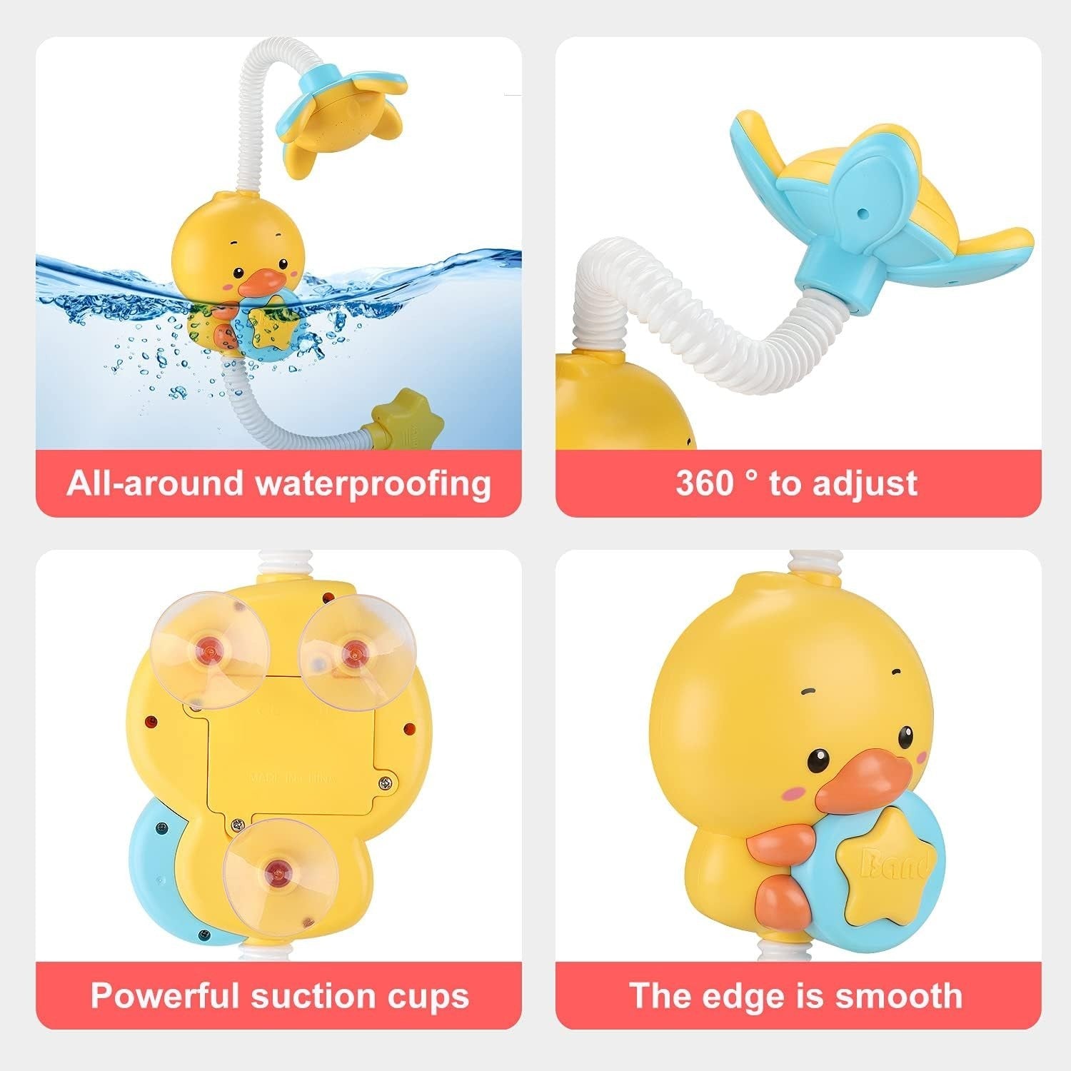 Electric Duck Bath Toy Water Pump with Hand Shower Spray, Strong Suction Cups, Safe for Ages 1+