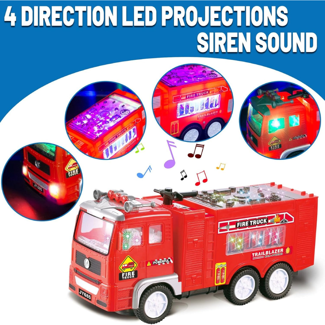 Electric Fire Engine Toy With Lights For Children, Real Siren Sounds, Safe ABS Material, Suitable for Kids 3+
