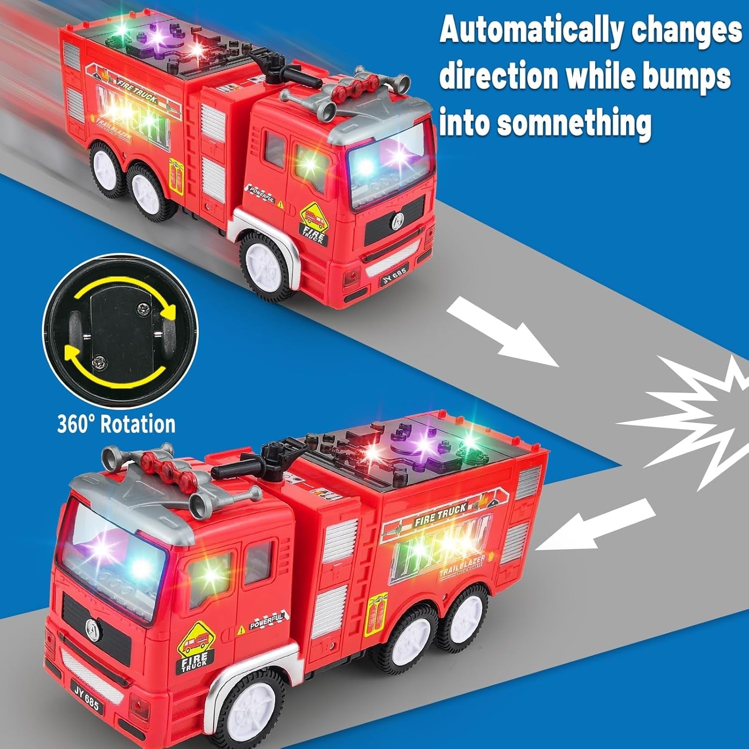 Electric Fire Engine Toy With Lights For Children, Real Siren Sounds, Safe ABS Material, Suitable for Kids 3+