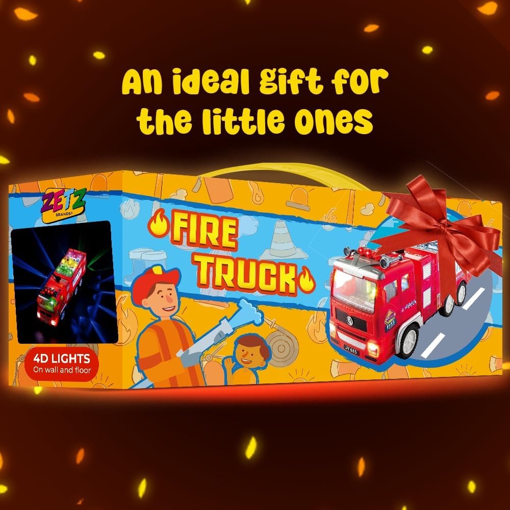 Electric Fire Engine Toy With Lights For Children, Real Siren Sounds, Safe ABS Material, Suitable for Kids 3+