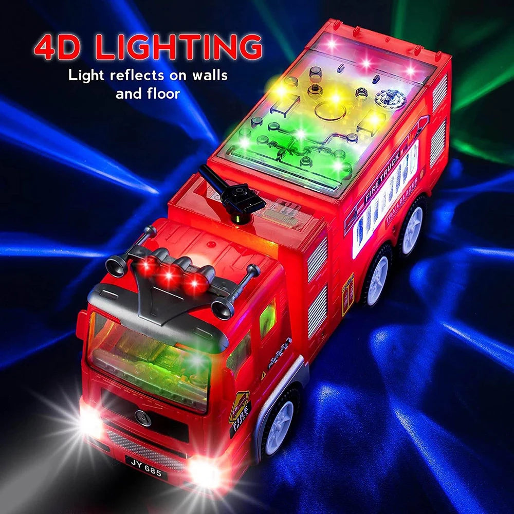Electric Fire Engine Toy With Lights For Children, Real Siren Sounds, Safe ABS Material, Suitable for Kids 3+