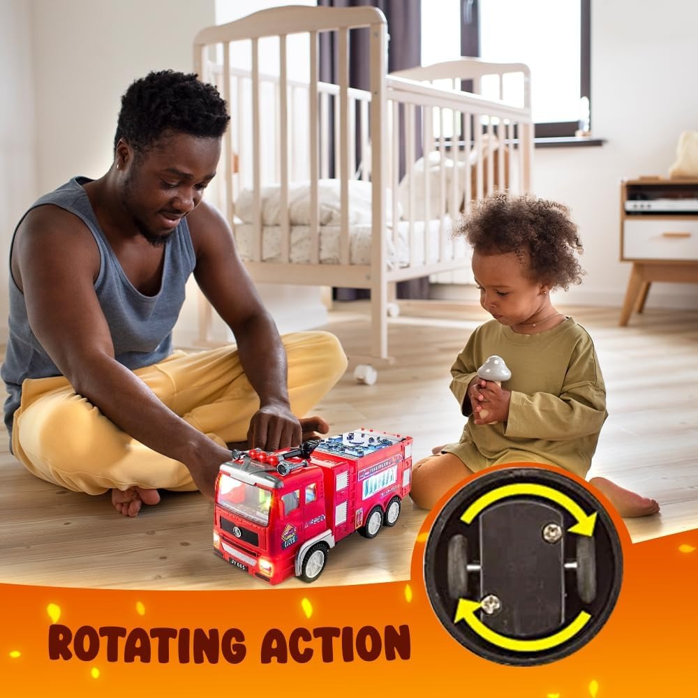 Electric Fire Engine Toy With Lights For Children, Real Siren Sounds, Safe ABS Material, Suitable for Kids 3+