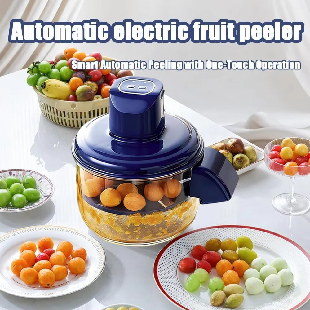 Electric Fruit and Vegetable Peeler with One-Touch Automatic Peeling and 5-Blade Stainless Steel Clamshell Design