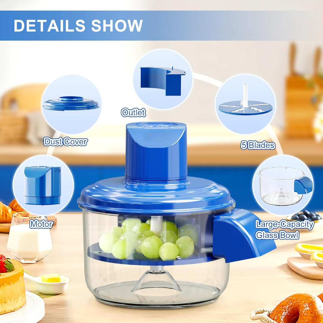 Electric Fruit and Vegetable Peeler with One-Touch Automatic Peeling and 5-Blade Stainless Steel Clamshell Design