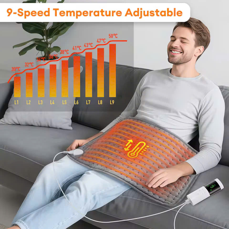 Electric Heating Pad with Controller, Safe Materials, Easy-to-Clean Design and Foldable Portability