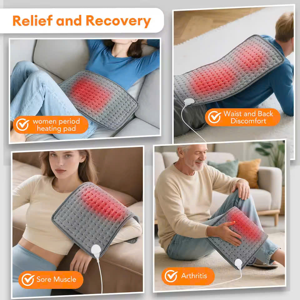 Electric Heating Pad with Controller, Safe Materials, Easy-to-Clean Design and Foldable Portability
