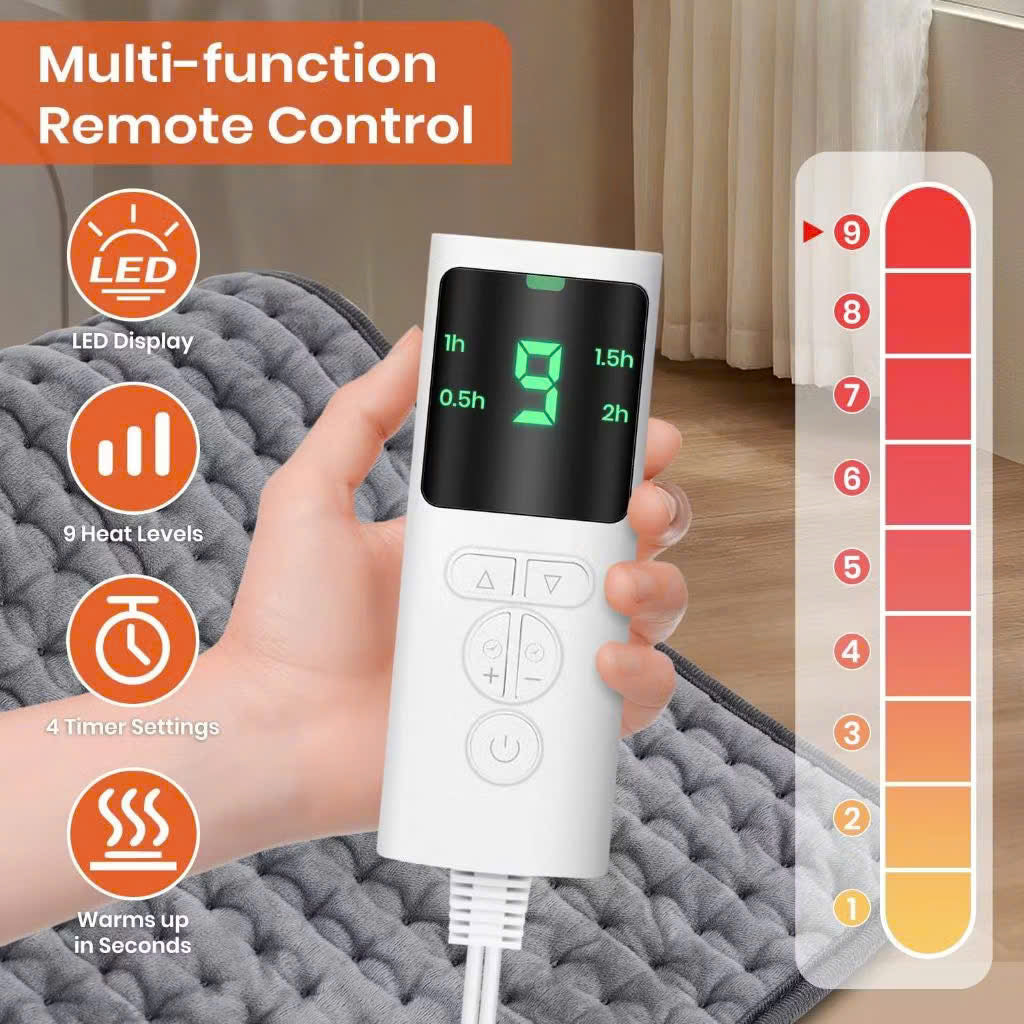 Electric Heating Pad with Controller, Safe Materials, Easy-to-Clean Design and Foldable Portability