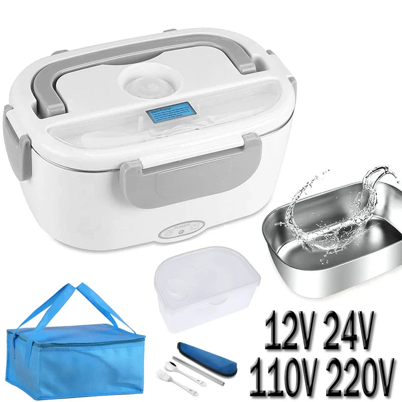 Electric Lunch Box -  Portable Food Warmer - Leakproof Stainless Steel Container & Insulated Bag