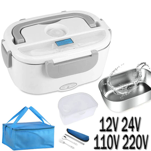 Electric Lunch Box -  Portable Food Warmer - Leakproof Stainless Steel Container & Insulated Bag